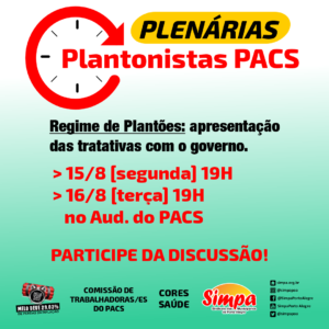 Plenária Plantonistas do PACS @ Auditório do PACS | Rio Grande do Sul | Brasil
