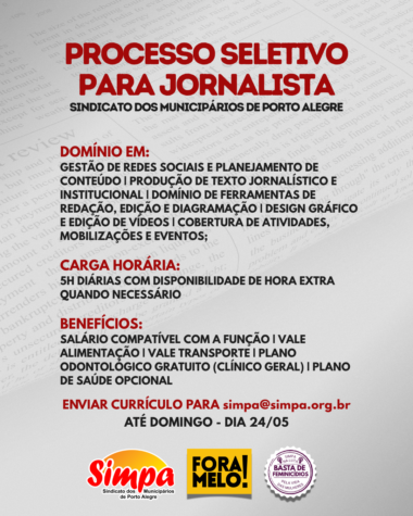18.05 - Vaga de jornalista